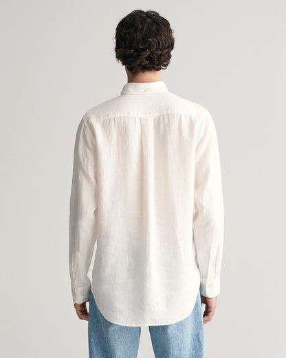Chemise en lin coupe standard pour homme - BLANC 