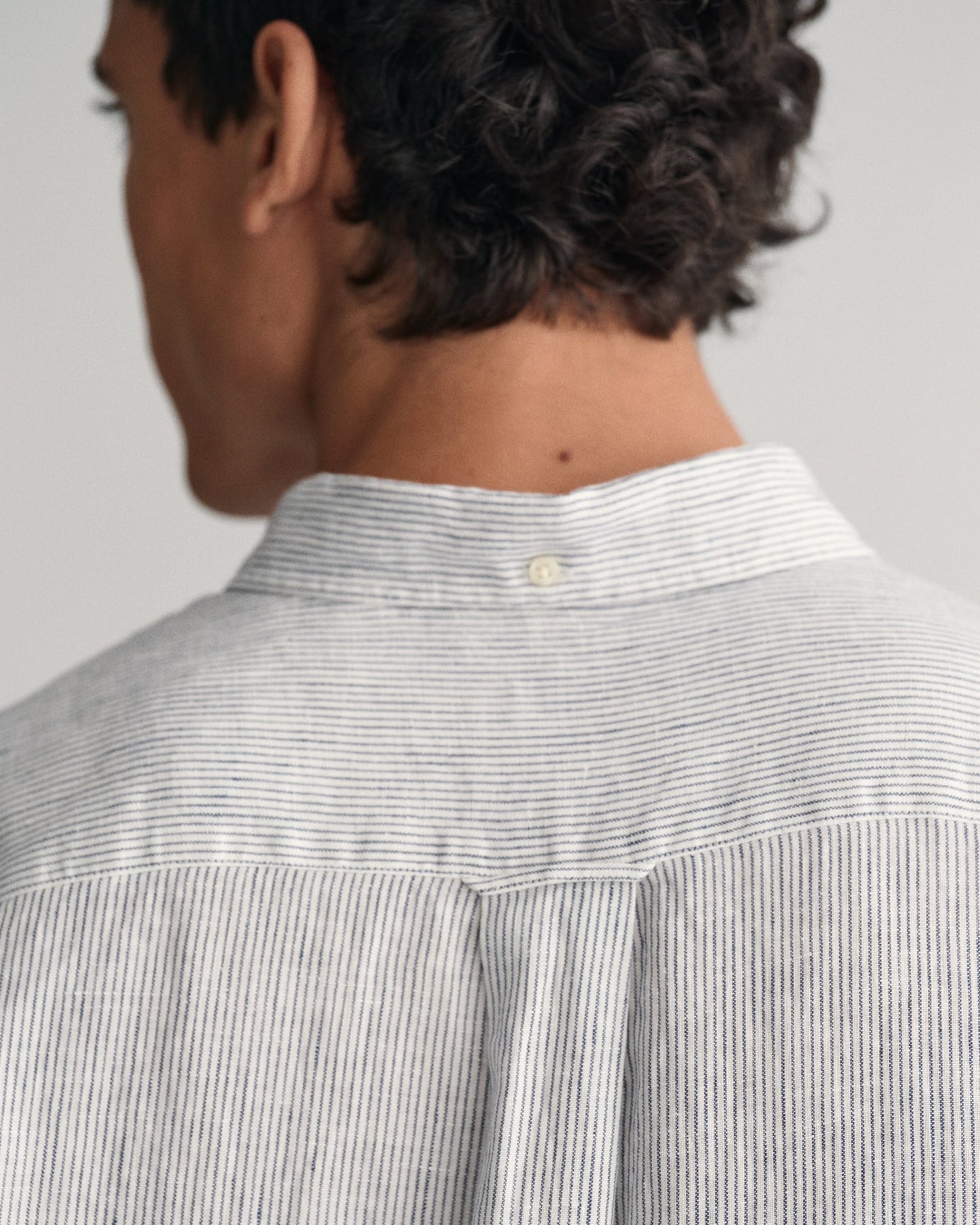 Chemise rayée en lin coupe classique pour homme - BLANC 