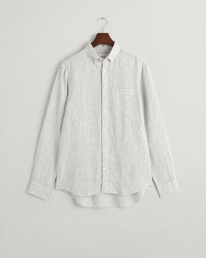 Chemise rayée en lin coupe classique pour homme - BLANC 