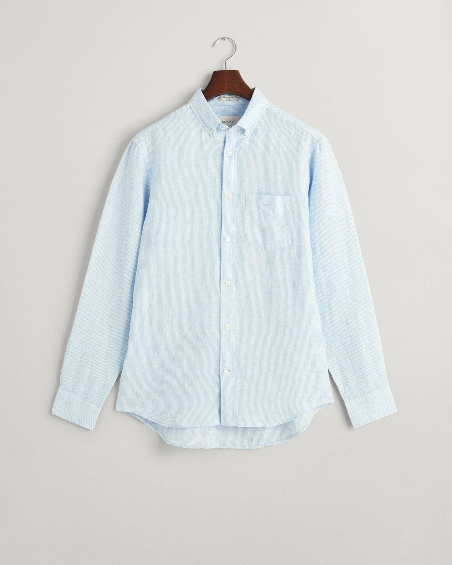 Chemise rayée en lin coupe classique pour homme - Bleu Capri 