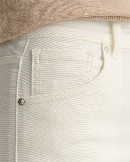 Women's Slim Fit Cropped White Jeans - EGGSHELL