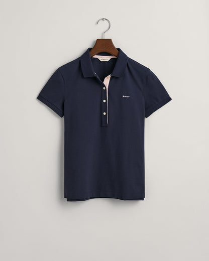 Polo piqué à col contrasté pour femme - BLEU SOIR 