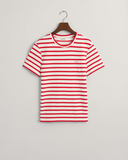 Gestreiftes T-Shirt für Damen - HELLROT 