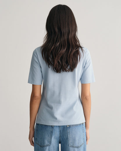 Damen Shield Piqué Poloshirt - TAUBENBLAU 