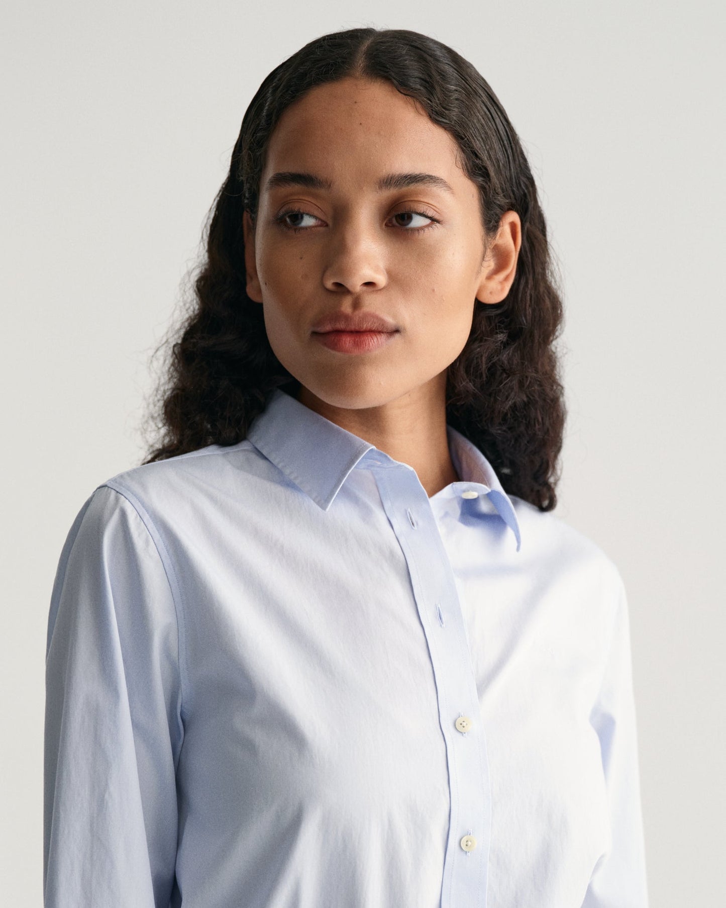 Chemise en popeline coupe classique pour femme - BLEU CLAIR 