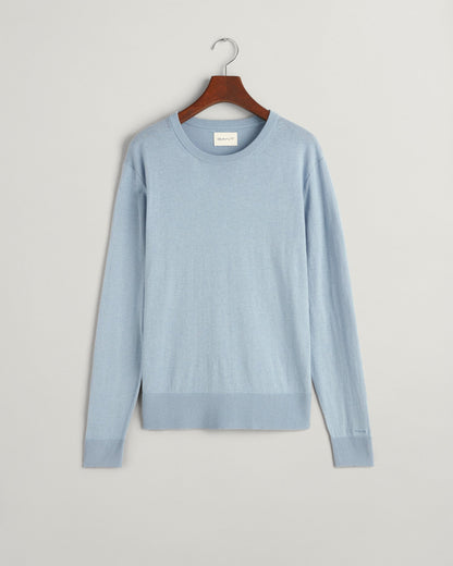 Feinstrickpullover mit Rundhalsausschnitt für Damen – TAUBENBLAU 