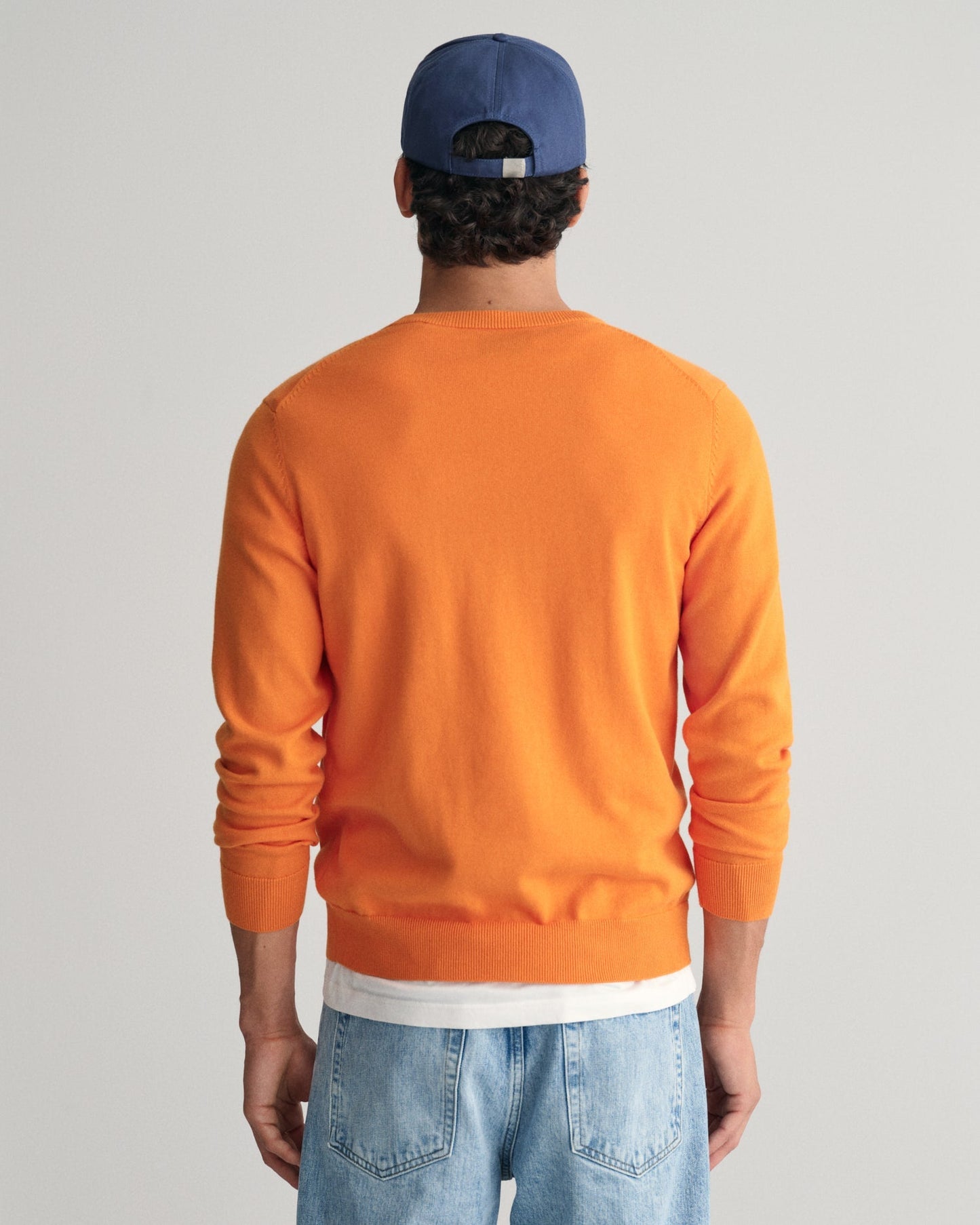 Pull classique en coton à col en V pour homme - SWEET ORANGE 