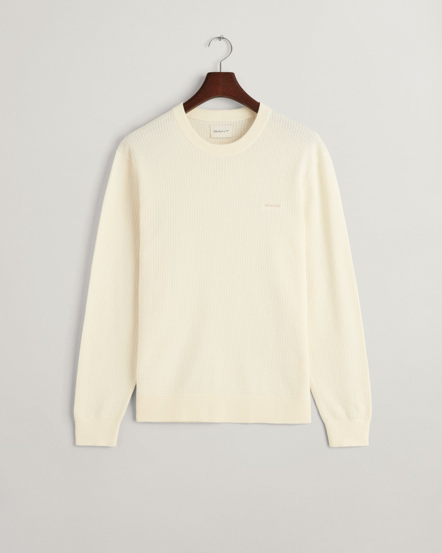 Pull ras du cou en coton texturé pour homme - CRÈME 