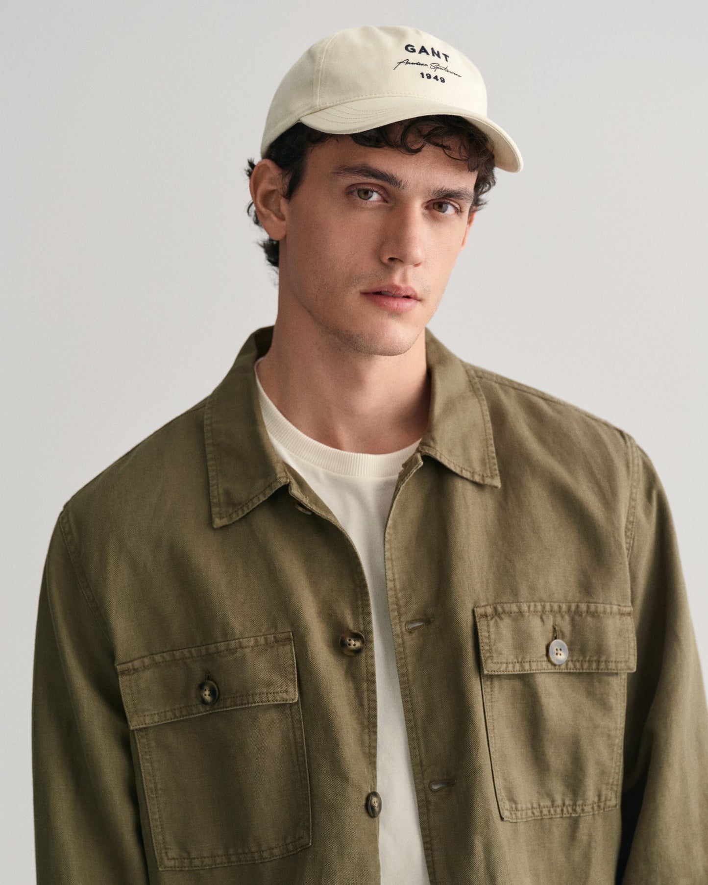Casquette en sergé de coton à imprimé graphique pour homme - CRÈME 
