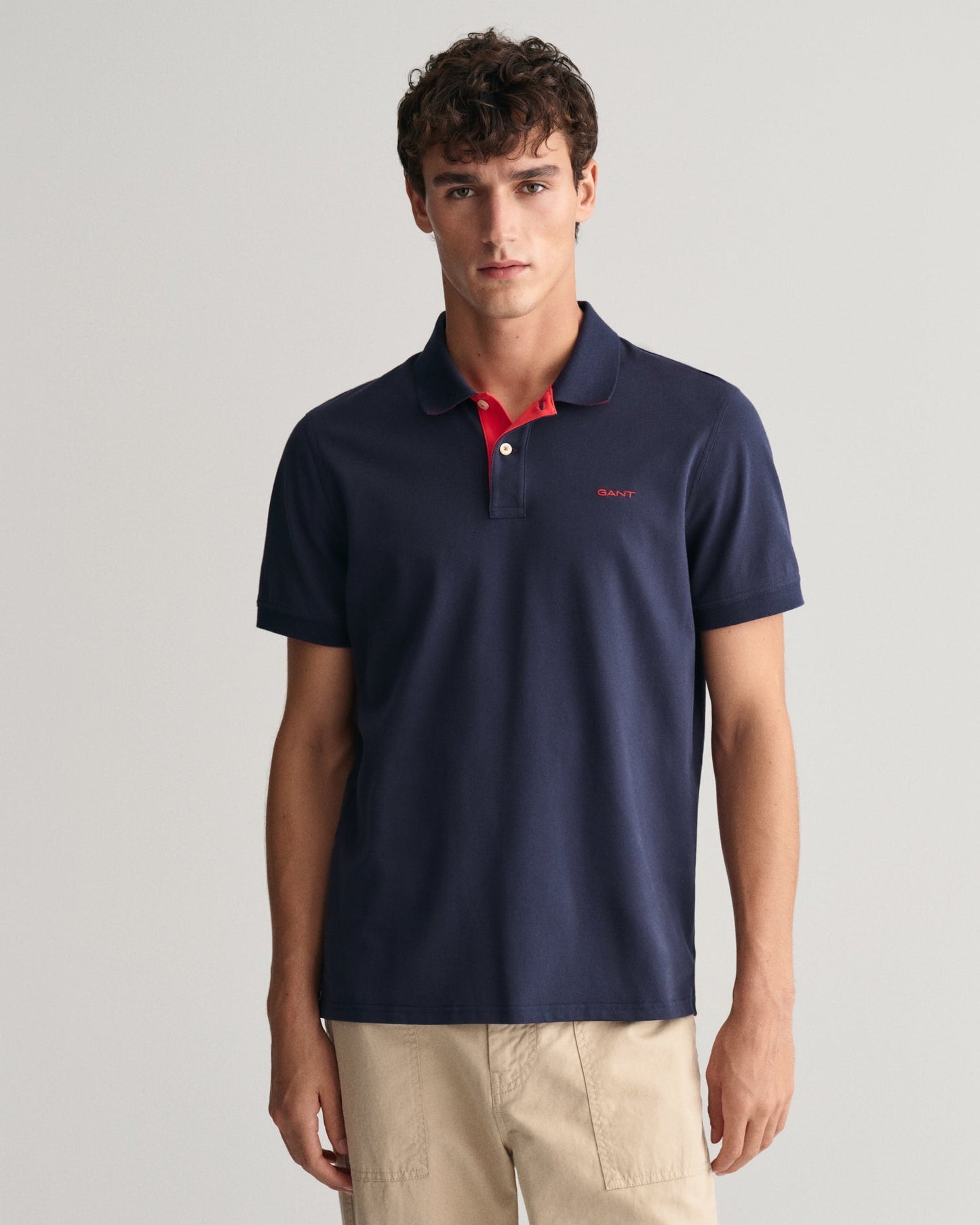 Polo piqué contrasté pour homme - BLEU SOIR 