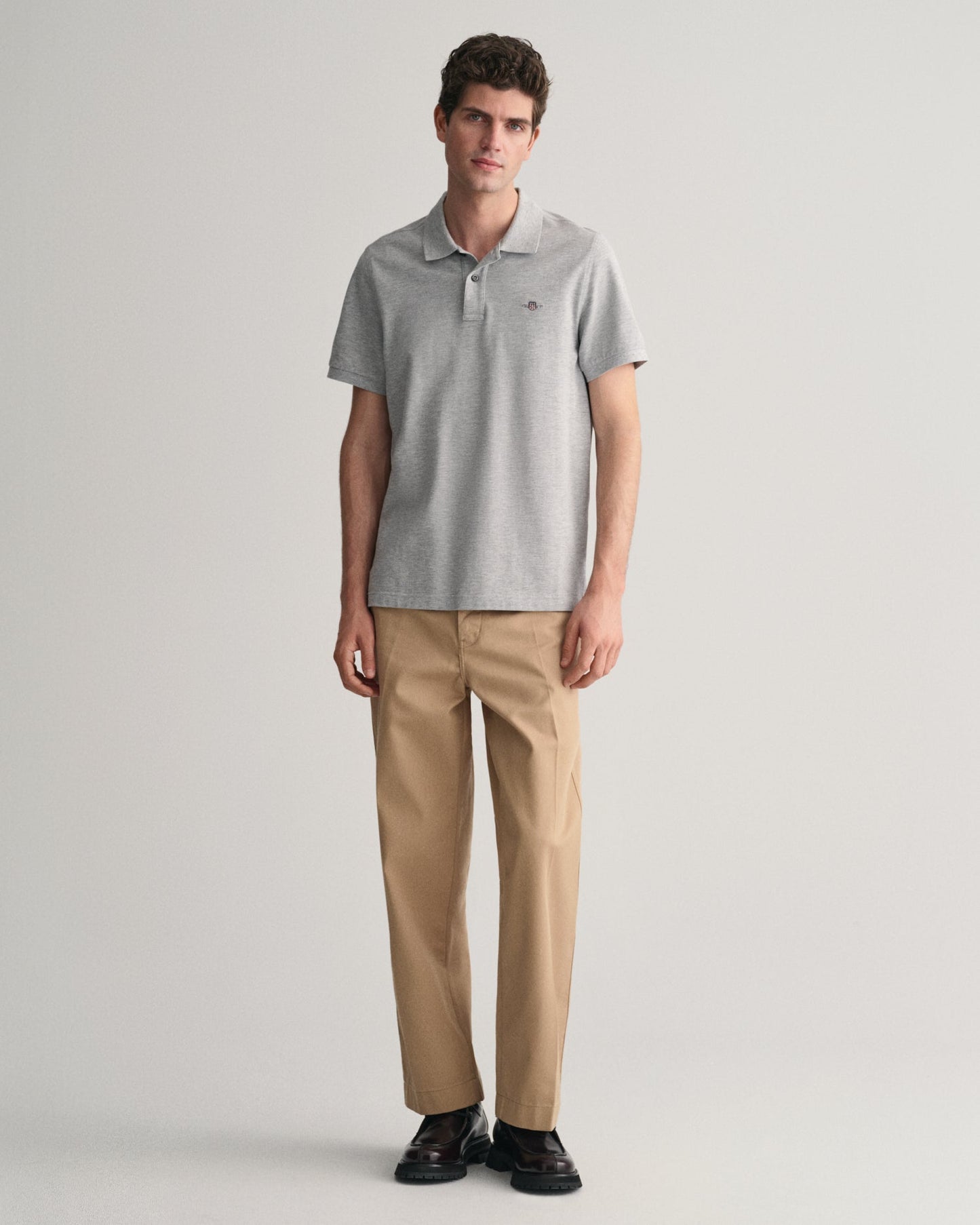 Polo piqué coupe standard pour homme - Gris chiné 