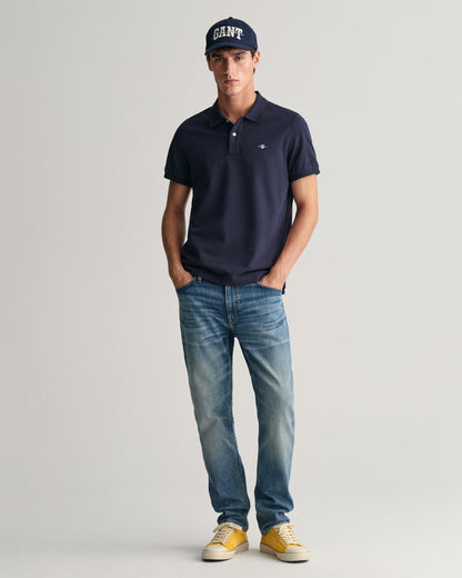 Polo piqué coupe standard pour homme - Bleu soir 