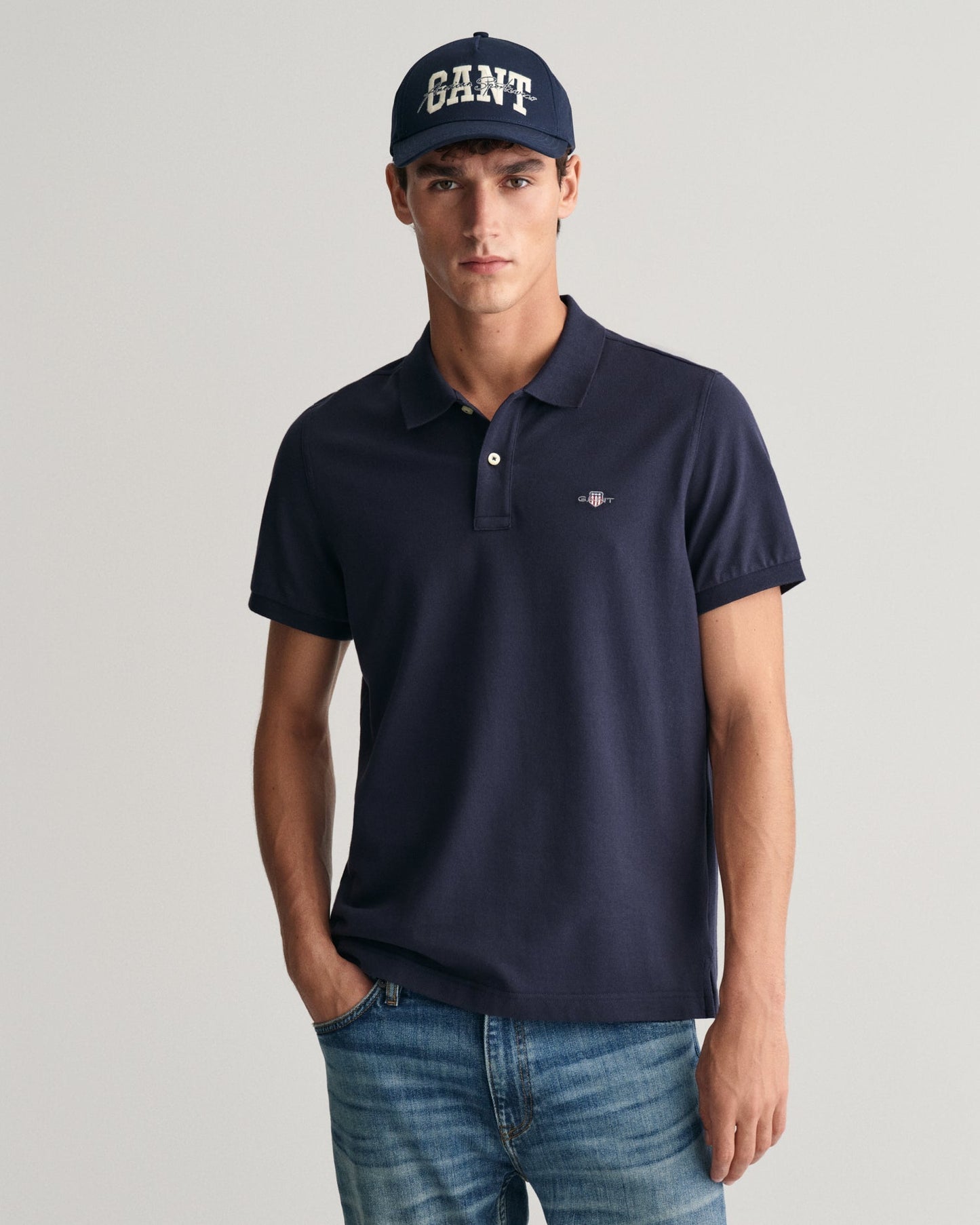 Polo piqué coupe standard pour homme - Bleu soir 