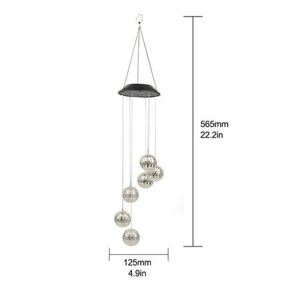 🌞Chikalabs Solar Metal Orb Wind Chime Mobile - Rainbow Color Changing LED Lights