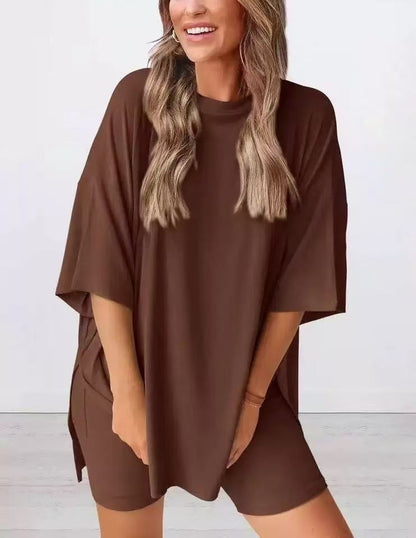 🔥Last Day 49% OFF - Women's Oversized Casual T-Shirt Shorts Suit Stretch Two-Piece Set