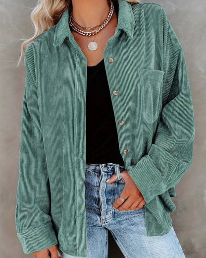 Women Fall/Winter Vintage Casual Velvet Shirt Long Sleeve Blouse
