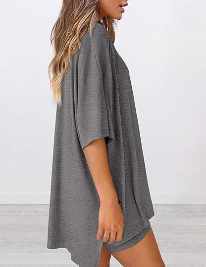 🔥Last Day 49% OFF - Women's Oversized Casual T-Shirt Shorts Suit Stretch Two-Piece Set