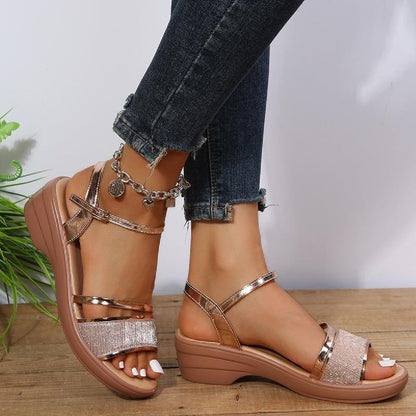 Chaussures d'été 2025 pour femmes, sandales à bout ouvert avec strass