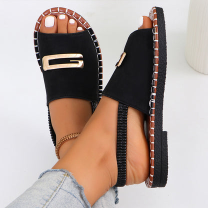 Women’s Plus Size Elastic Band Beach Flat Sandals