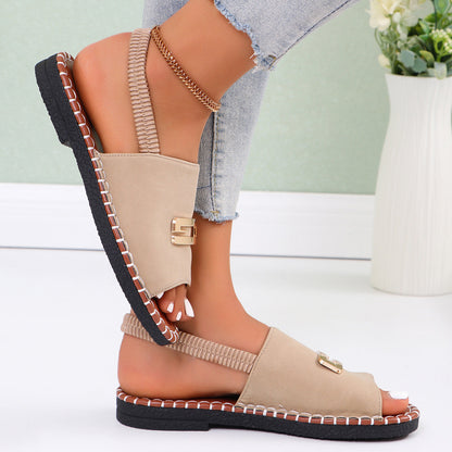 Women’s Plus Size Elastic Band Beach Flat Sandals