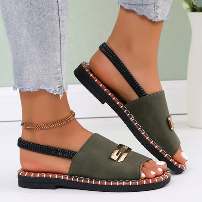 Women’s Plus Size Elastic Band Beach Flat Sandals