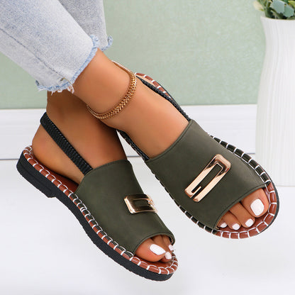 Women’s Plus Size Elastic Band Beach Flat Sandals