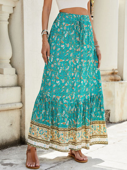 Women's Summer 2025 Beach Pleated A-Line Maxi Skirts