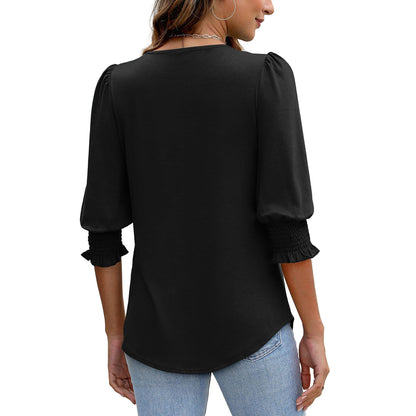 🥳Women Summer Printed Tops Elbow Sleeve Loose Fit Tee