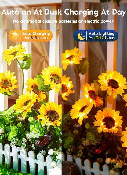 🌷Chikalabs Garden Pink Solar Flower Lights - 4 Pack LED Outdoor Garden Lights