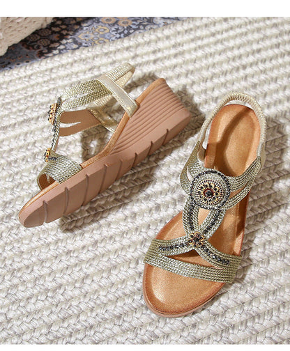 Sandales compensées confortables à plateforme et strass style bohème