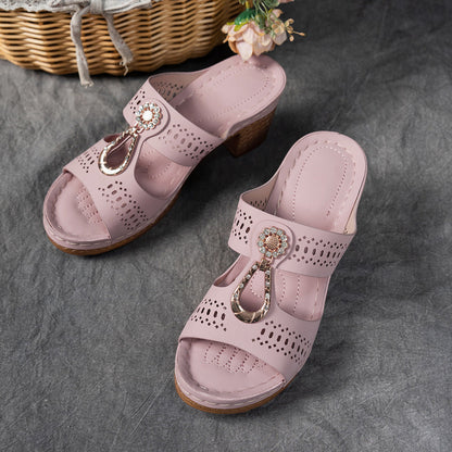 Women Orthopedic Rhinestones Heel Sandals