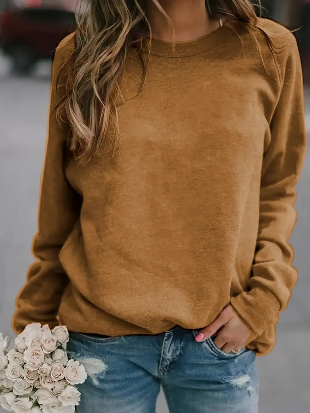 Women's Autumn/Winter Tops  Long-sleeved Crew-neck T-shirt