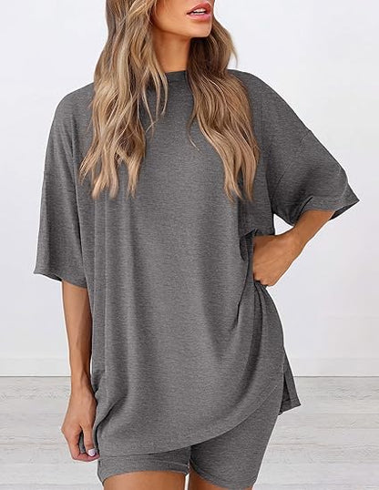 🔥Last Day 49% OFF - Women's Oversized Casual T-Shirt Shorts Suit Stretch Two-Piece Set