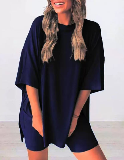 🔥Last Day 49% OFF - Women's Oversized Casual T-Shirt Shorts Suit Stretch Two-Piece Set