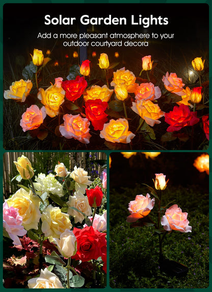 💐Chikalabs Gartenrosen-Solarblumenlichter 
