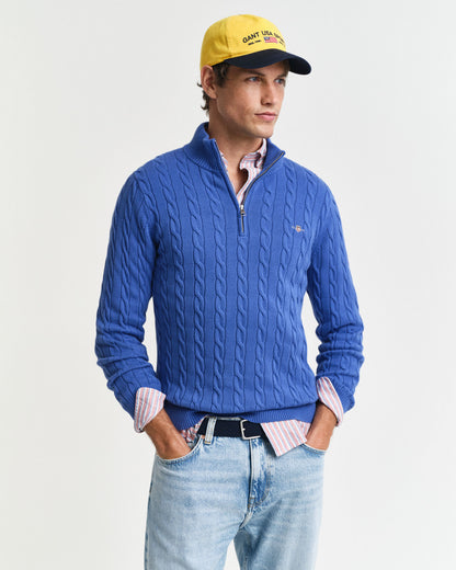 Cotton Cable Knit Half-Zip Sweater