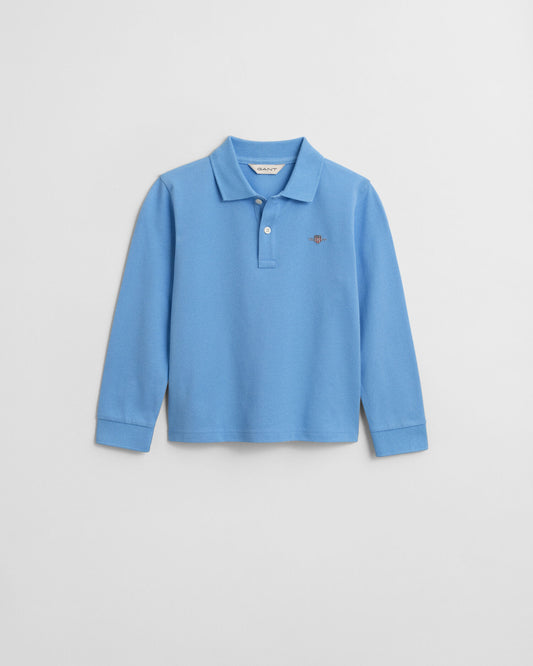 Kids Shield Long Sleeve Piqué Polo Shirt