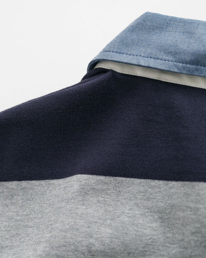 Chambray Collar Striped Heavy Rugger