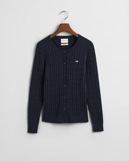 Stretch Cotton Cable Knit Cardigan