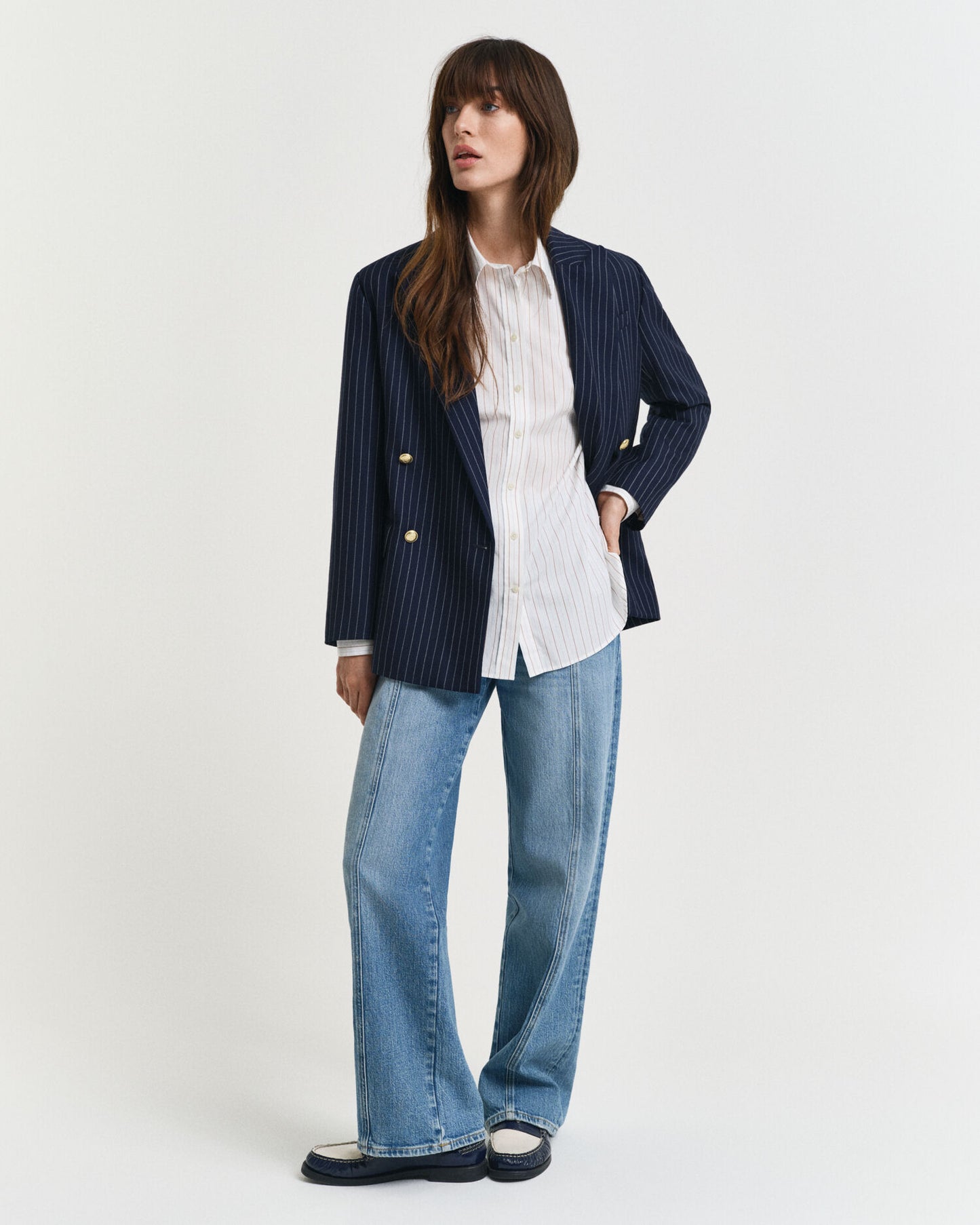 Relaxed Fit Striped Volume Sleeve Shirt