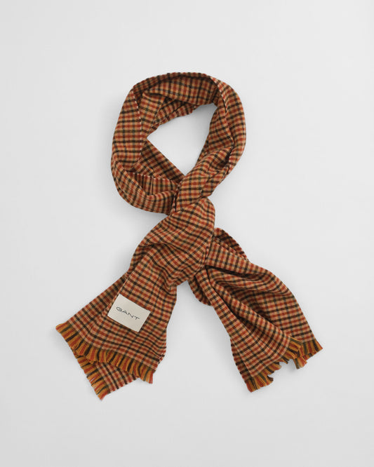 Wide Wool Gingham Scarf