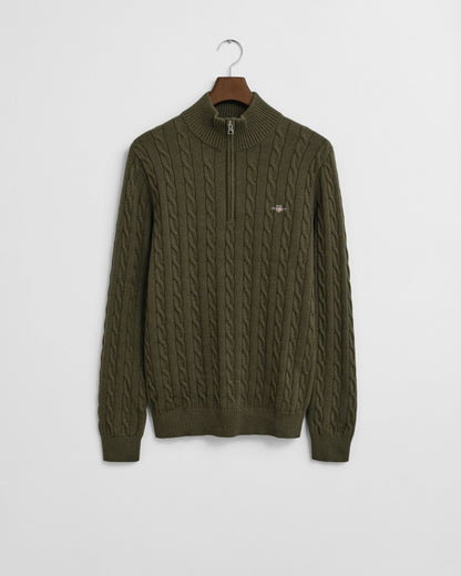 Cotton Cable Knit Half-Zip Sweater
