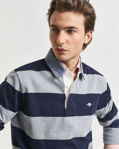 Chambray Collar Striped Heavy Rugger