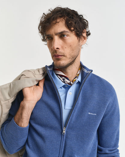 Cotton Piqué Zip Cardigan