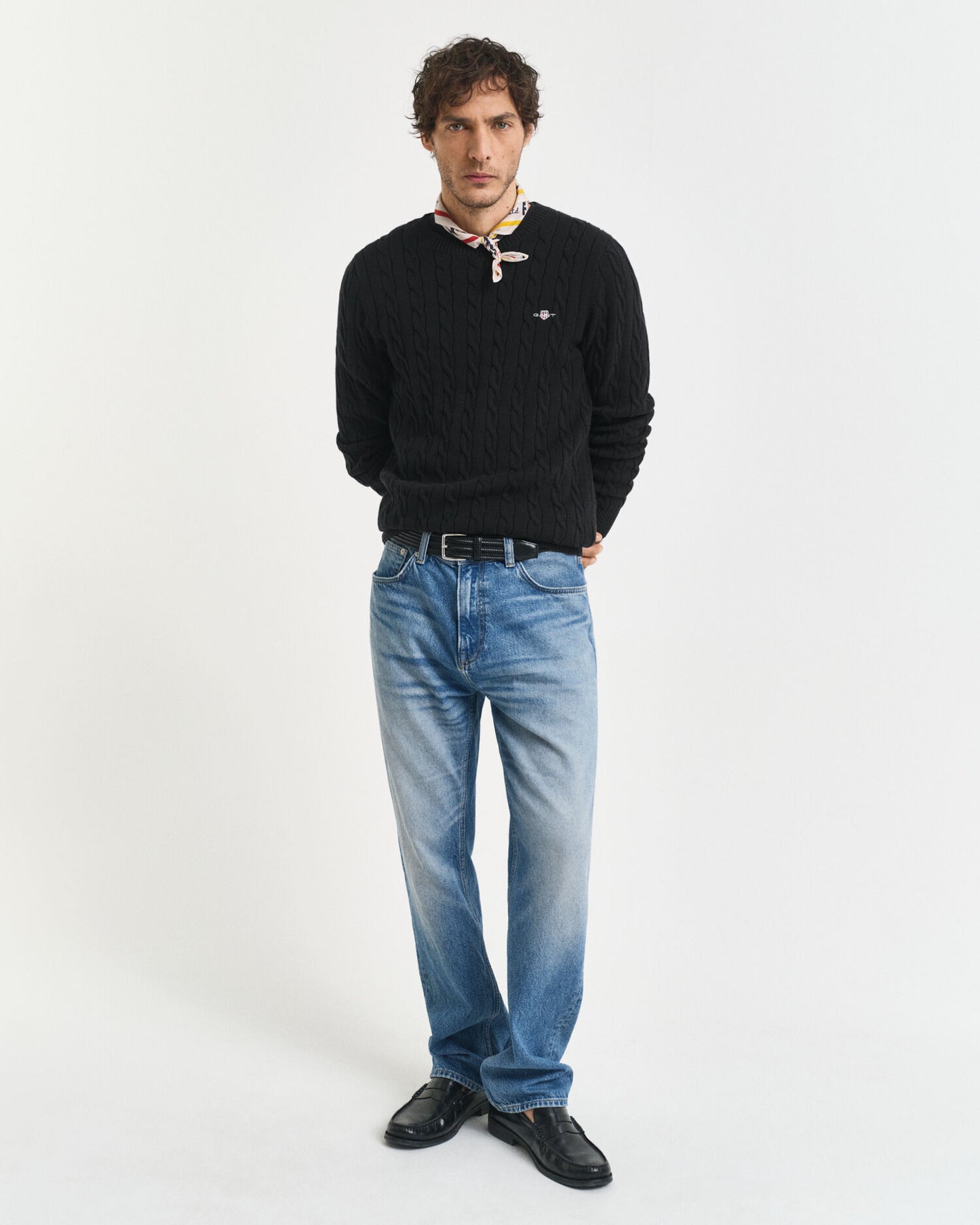 Cotton Cable Knit Crew Neck Sweater