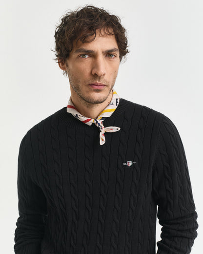 Cotton Cable Knit Crew Neck Sweater