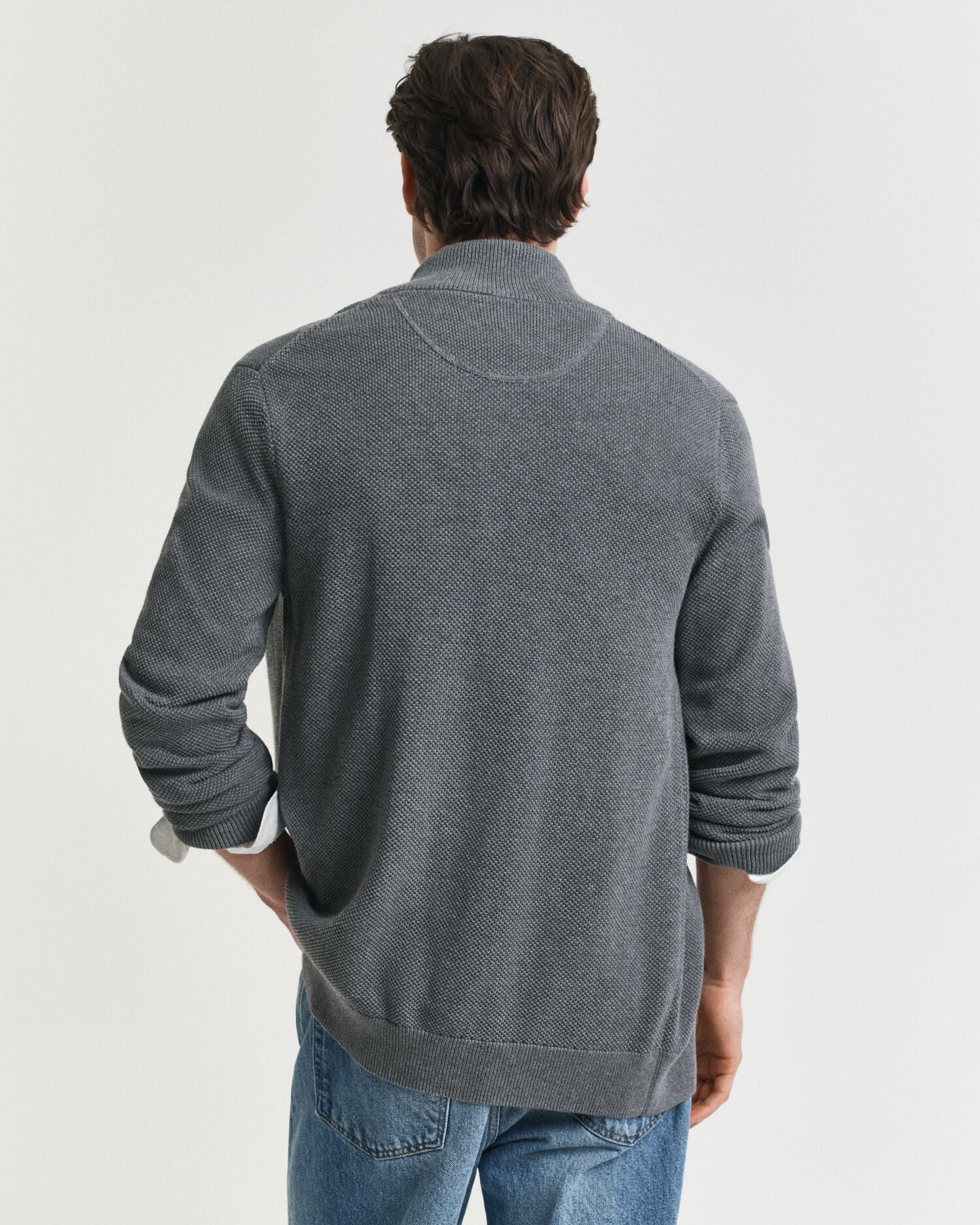 Cotton Piqué Zip Cardigan