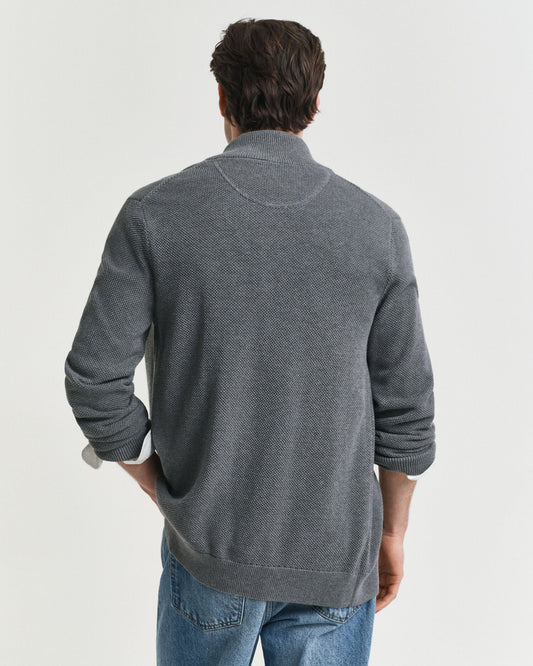 Cotton Piqué Zip Cardigan
