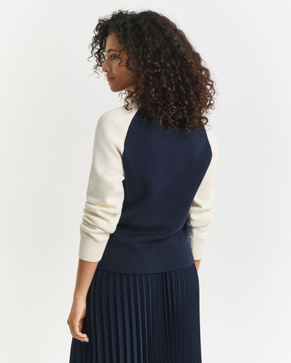 Color Blocked Crew Neck Sweater