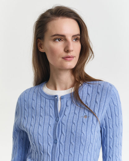 Stretch Cotton Cable Knit Cardigan